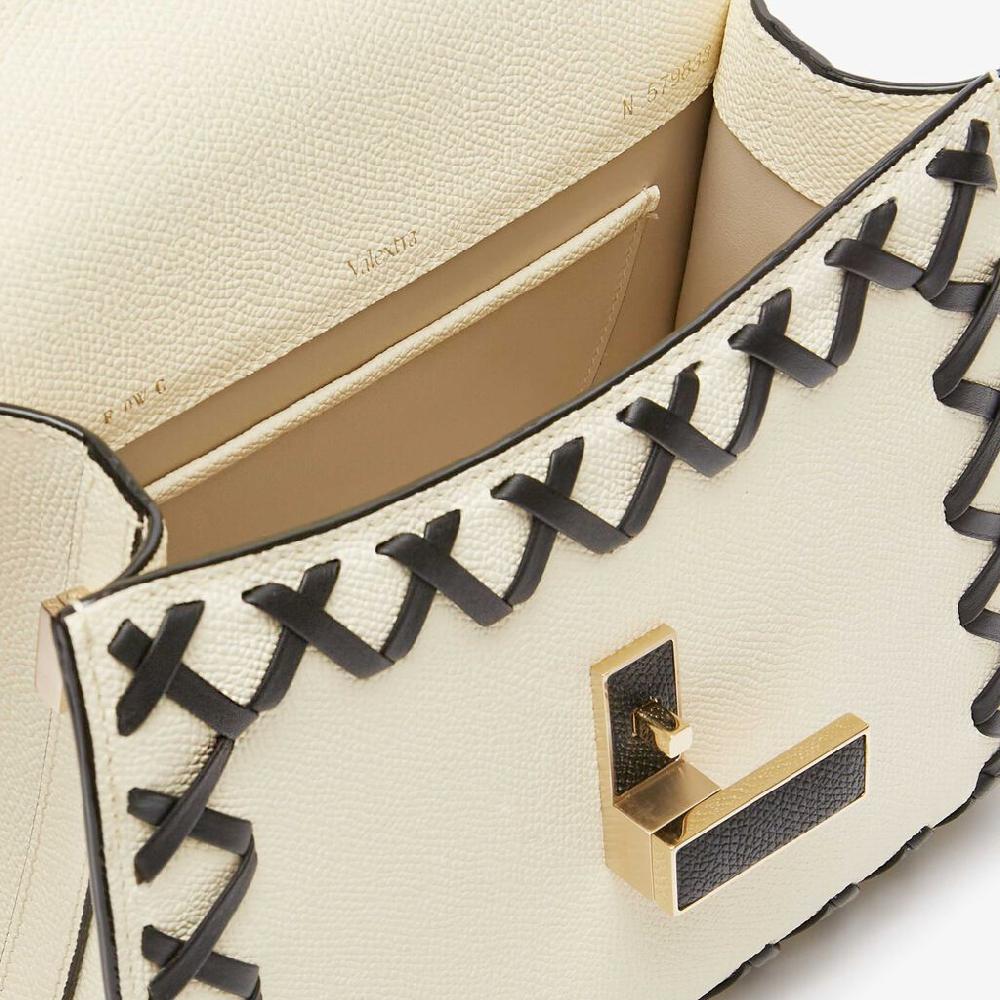 Valextra Borsa a mano Donna in Pelle Bianca con filo Nero | Valextra Iside ACQUISTA ORA