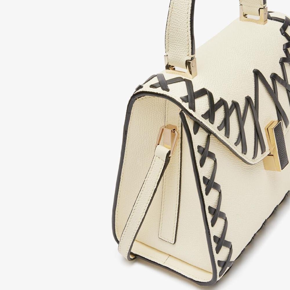 Valextra Borsa a mano Donna in Pelle Bianca con filo Nero | Valextra Iside ACQUISTA ORA