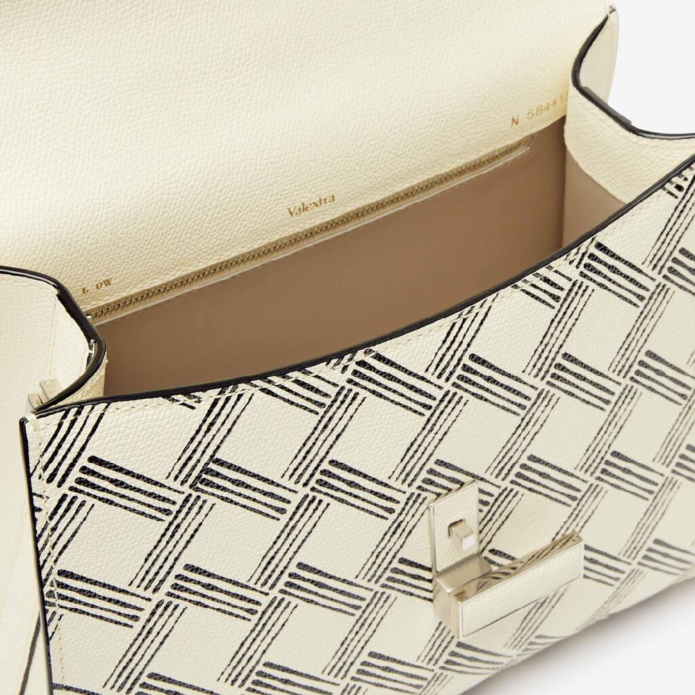 Valextra Borsa a mano Donna in Pelle Bianca e Nera | Valextra Iside Consegna Veloce