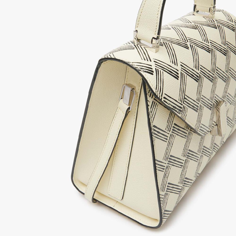 Valextra Borsa a mano Donna in Pelle Bianca e Nera | Valextra Iside Consegna Veloce