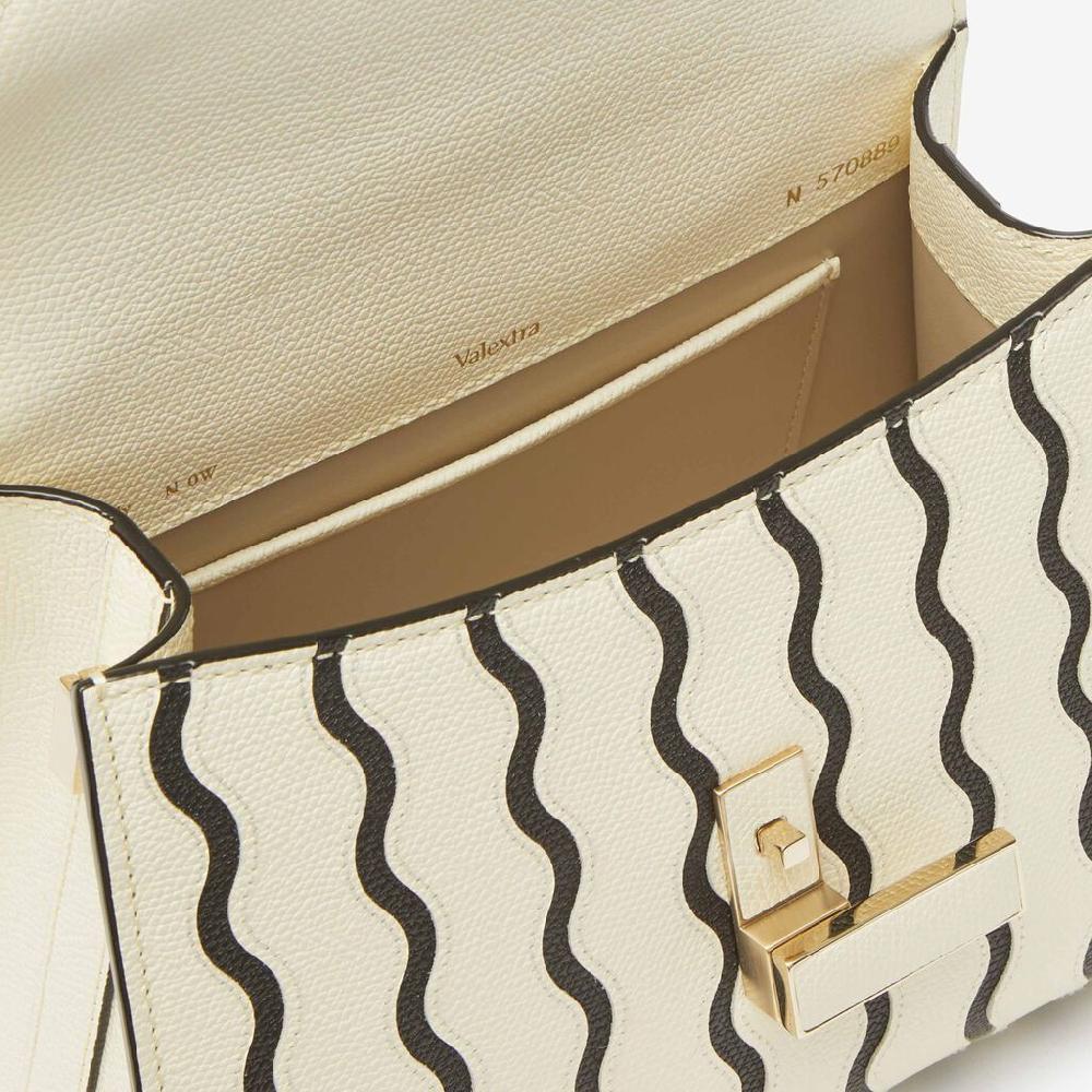 Valextra Borsa a mano Donna Mini in Pelle Bianca e Nera | Valextra Iside Promozione Limitata
