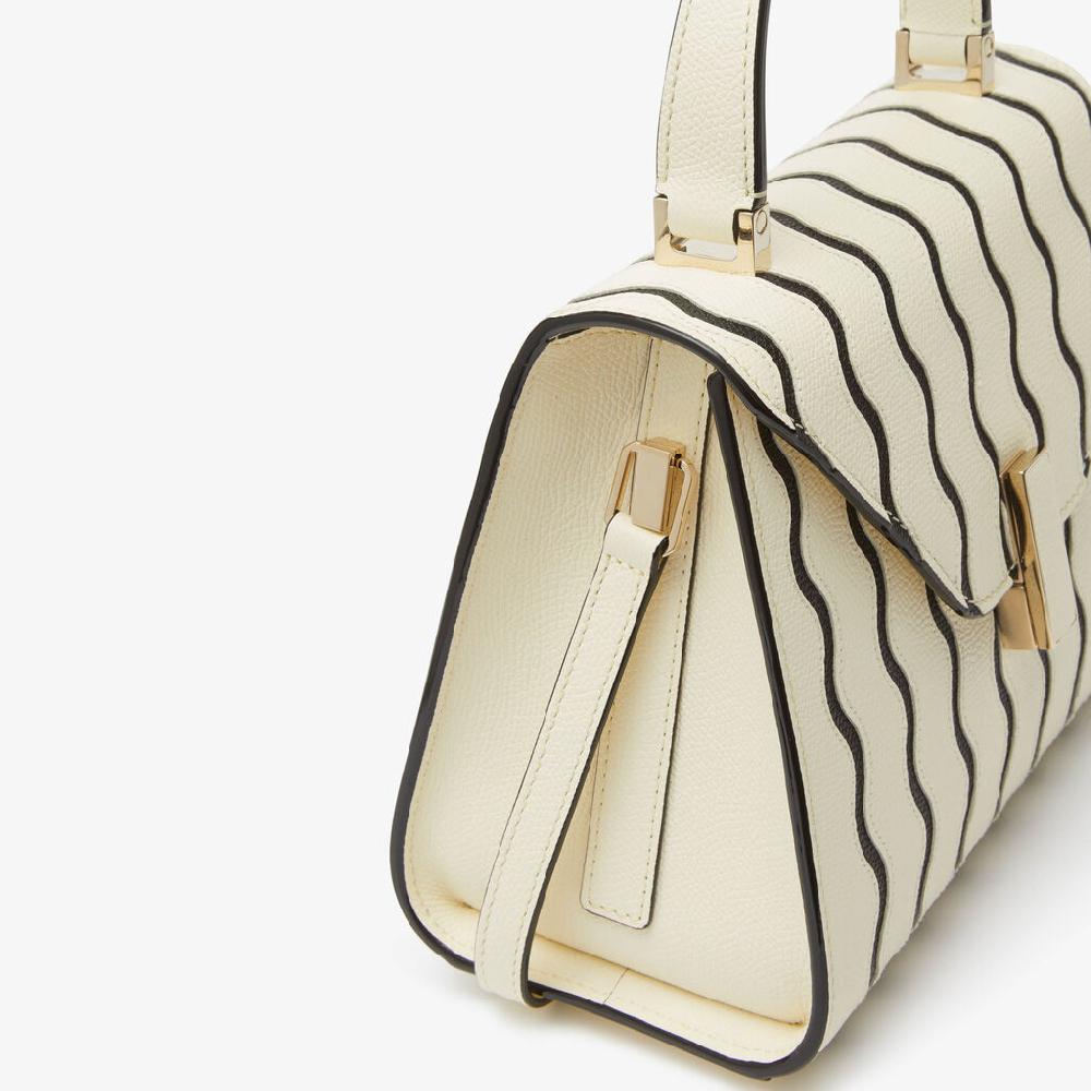 Valextra Borsa a mano Donna Mini in Pelle Bianca e Nera | Valextra Iside Promozione Limitata
