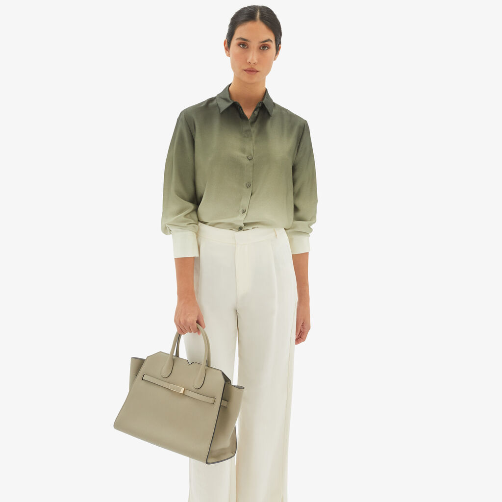 Valextra Borsa due manici Donna di Lusso in pelle Verde tundra | Valextra Prezzo Ridotto