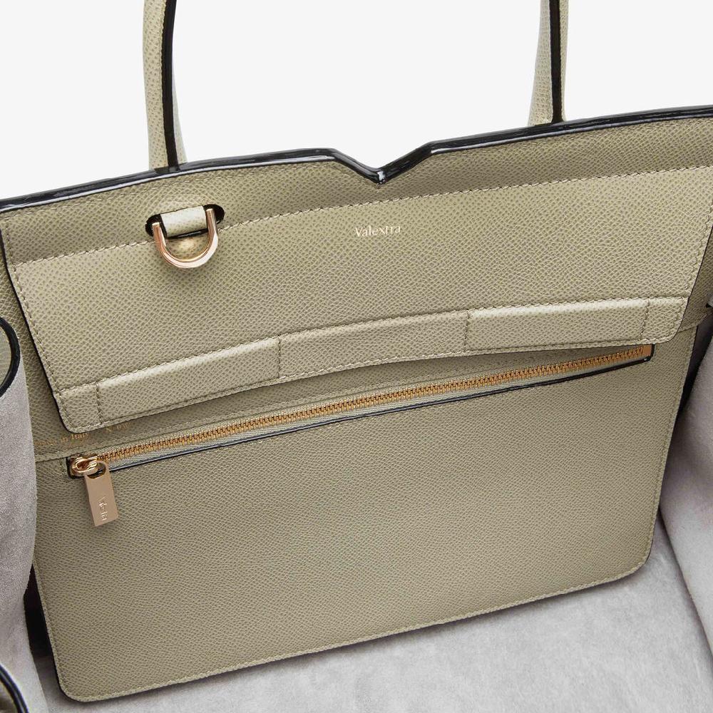Valextra Borsa due manici Donna di Lusso in pelle Verde tundra | Valextra Prezzo Ridotto