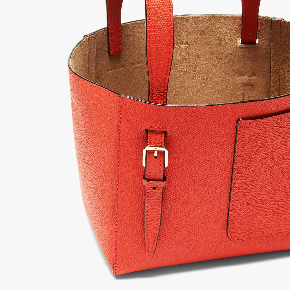 Valextra Borsa a secchiello in Pelle Rossa Papavero | Valextra Soft Convenienza