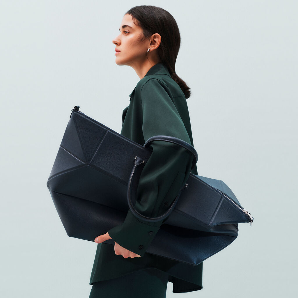 Valextra Borsone viaggio Grande in Pelle Blu | Valextra Poliedrica Outlet