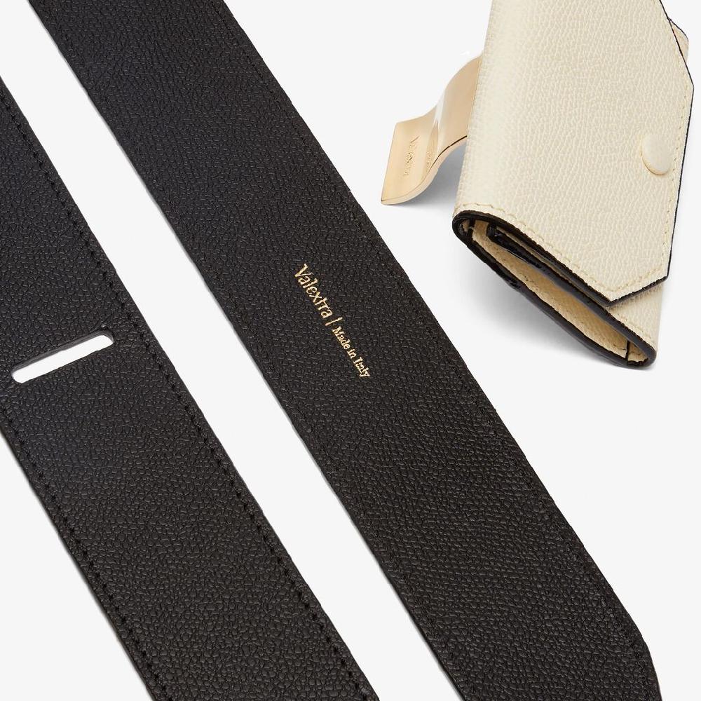 Valextra Tracolla in Pelle Nera e Bianca con portamonete | Valextra Vendite Flash