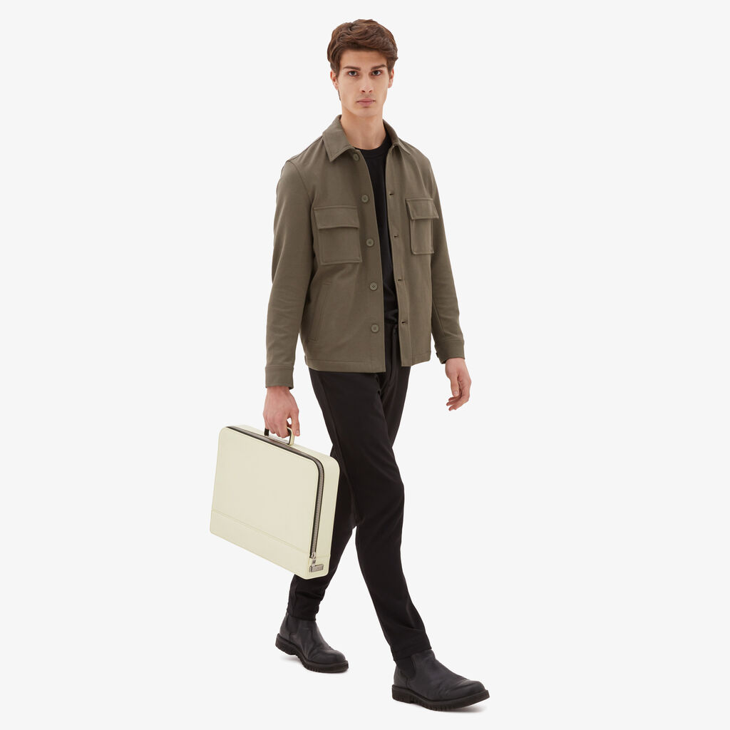 Valextra Cartella Media in Pelle Bianca con zip | Valextra Premier Nuovo