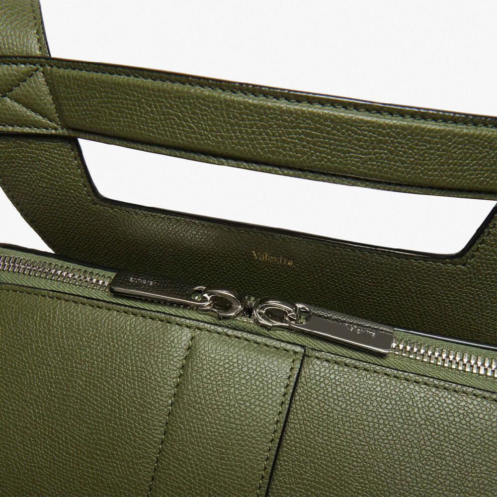 Valextra Valextra V-Line: Zaino elegante da lavoro in Pelle Verde Militare Qualità Garantita