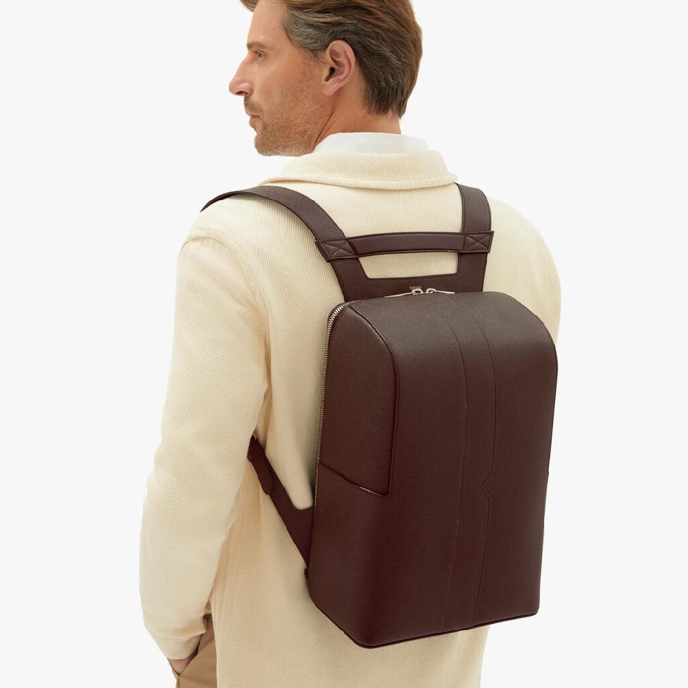 Valextra Zaino comodo ed ergonomico in Pelle Marrone | Valextra V-Line Negozi Online