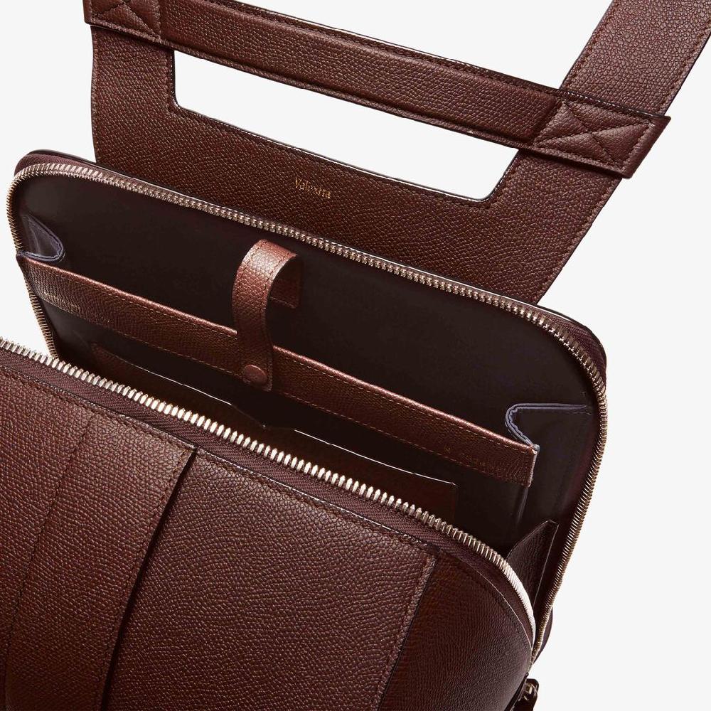 Valextra Zaino comodo ed ergonomico in Pelle Marrone | Valextra V-Line Negozi Online
