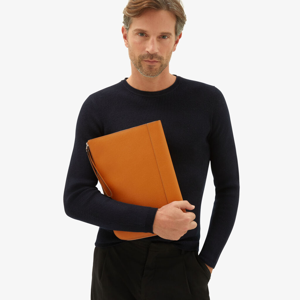 Valextra Portfolio porta pc da Uomo in Pelle Marrone | Valextra My Logo Promozione Limitata