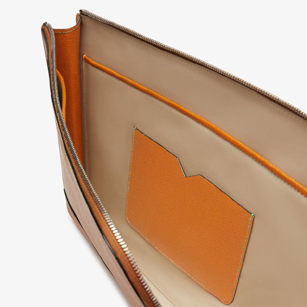 Valextra Portfolio porta pc da Uomo in Pelle Marrone | Valextra My Logo Promozione Limitata