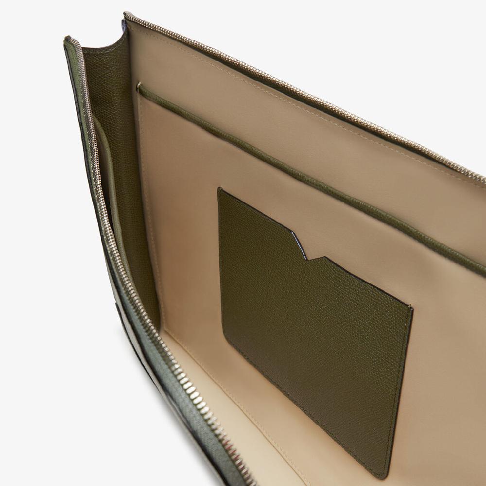 Valextra Portfolio da Uomo in Pelle Verde Militare | Valextra My Logo Fino Al -60%