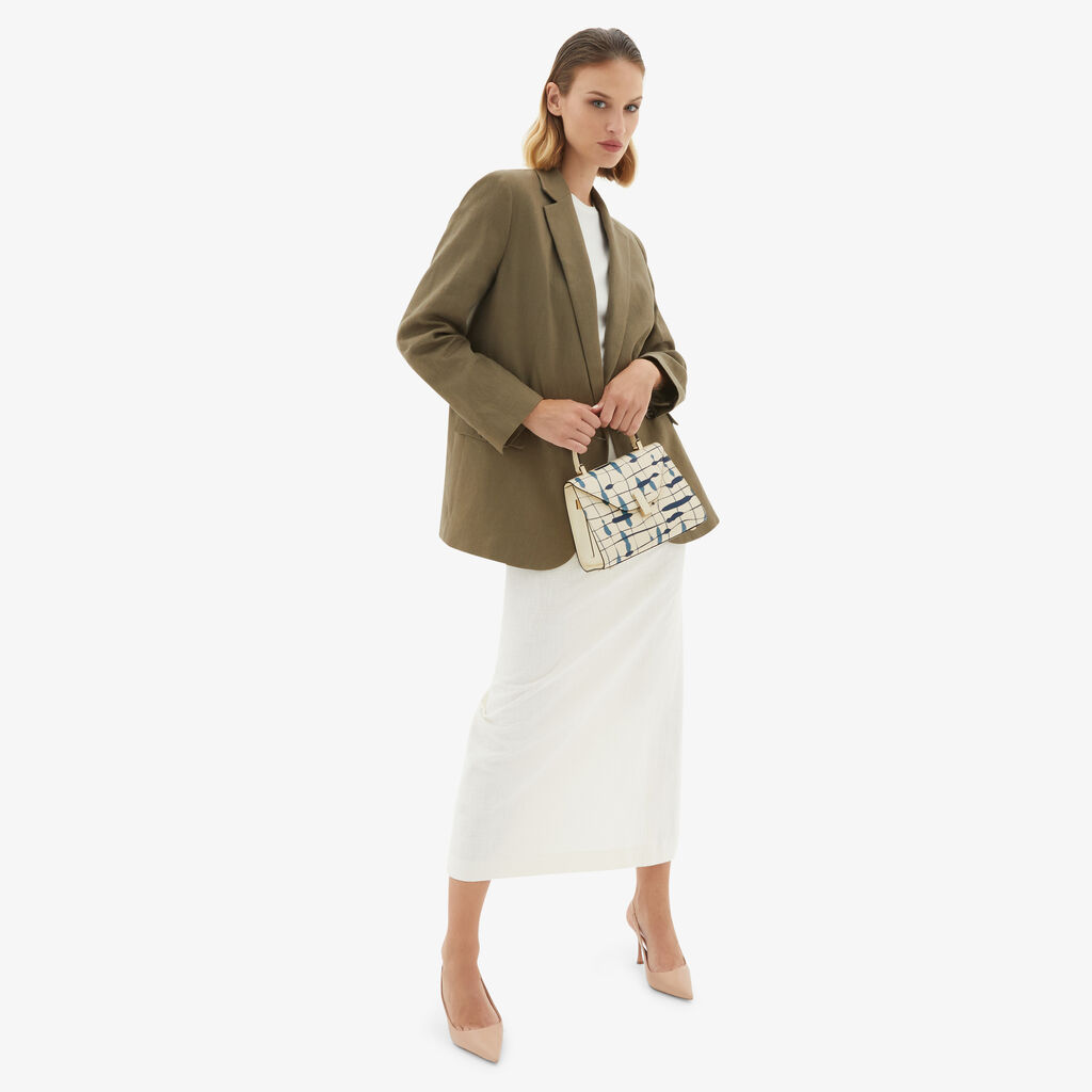 Valextra Borsa a mano Donna Mini in Pelle Bianca e Blu | Valextra Iside Prezzo Ridotto