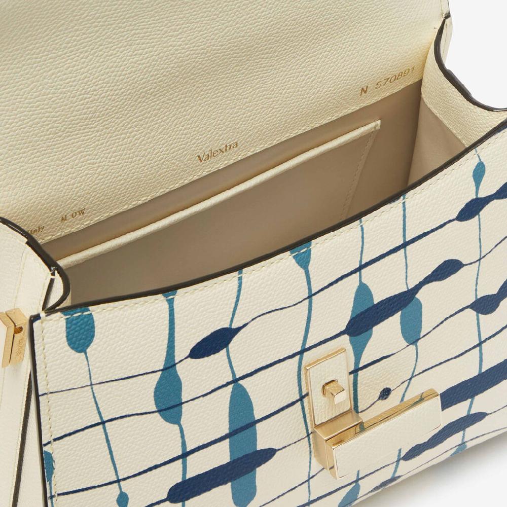 Valextra Borsa a mano Donna Mini in Pelle Bianca e Blu | Valextra Iside Prezzo Ridotto