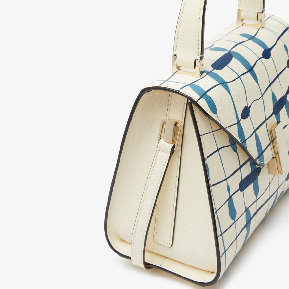 Valextra Borsa a mano Donna Mini in Pelle Bianca e Blu | Valextra Iside Prezzo Ridotto
