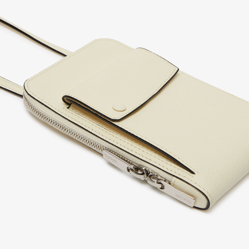 Valextra Porta telefono da Donna in Pelle Bianca | Valextra Pocket Moda