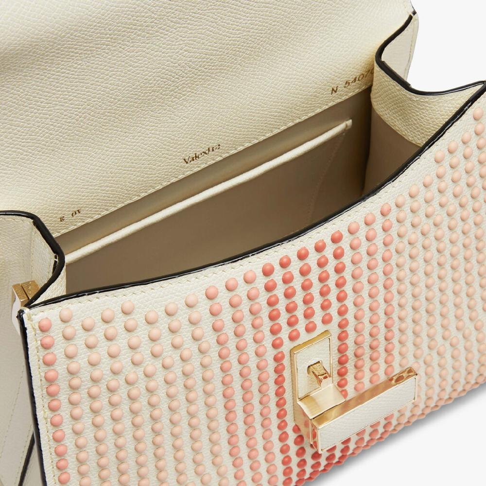 Valextra Borsa Donna con borchie Rosa in Pelle Bianca | Valextra Iside In Linea