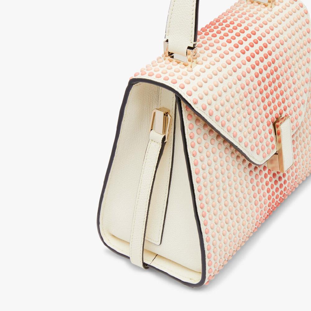 Valextra Borsa Donna con borchie Rosa in Pelle Bianca | Valextra Iside In Linea