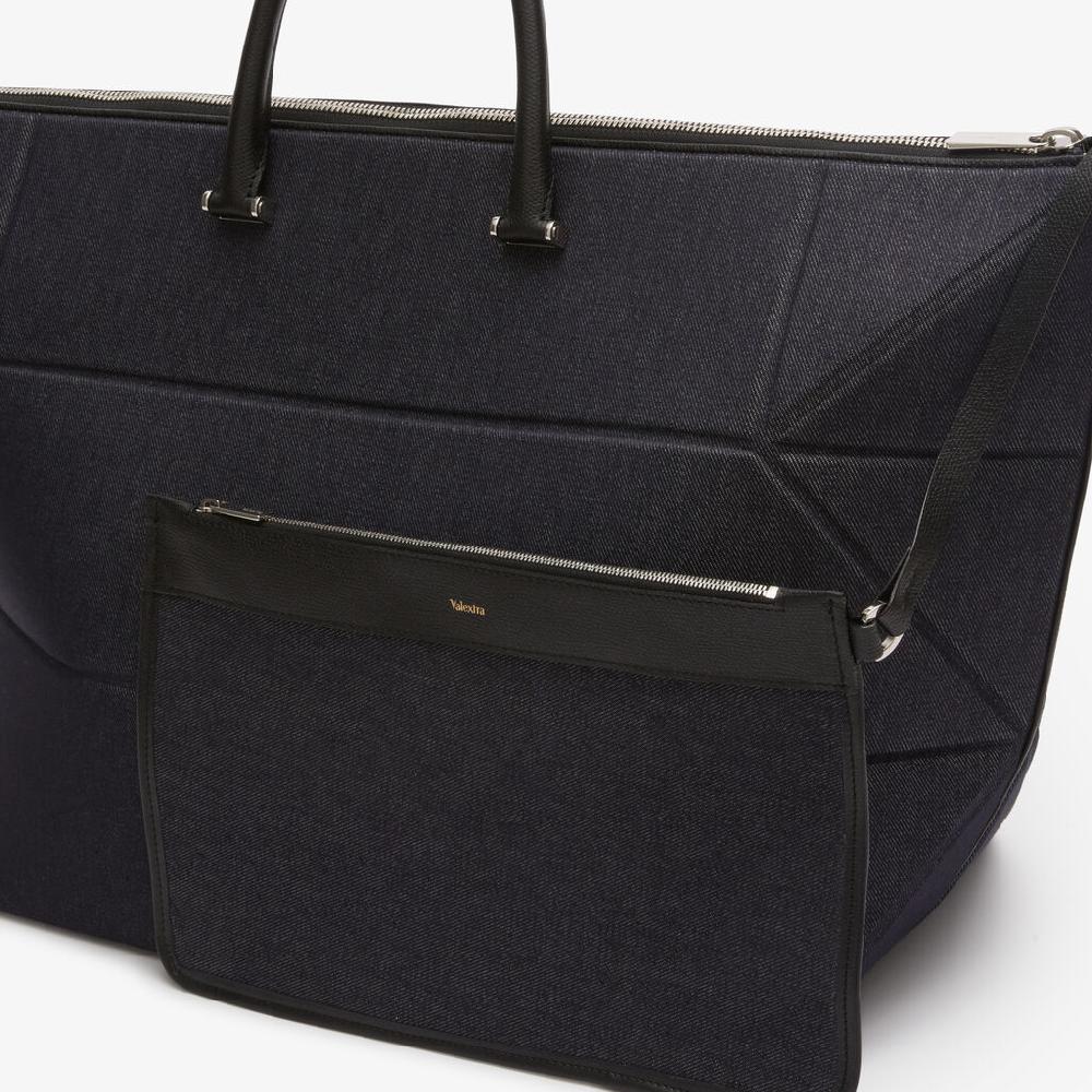 Valextra Borsa da viaggio pieghevole Blu e Nera | Valextra Poliedrica Qualità