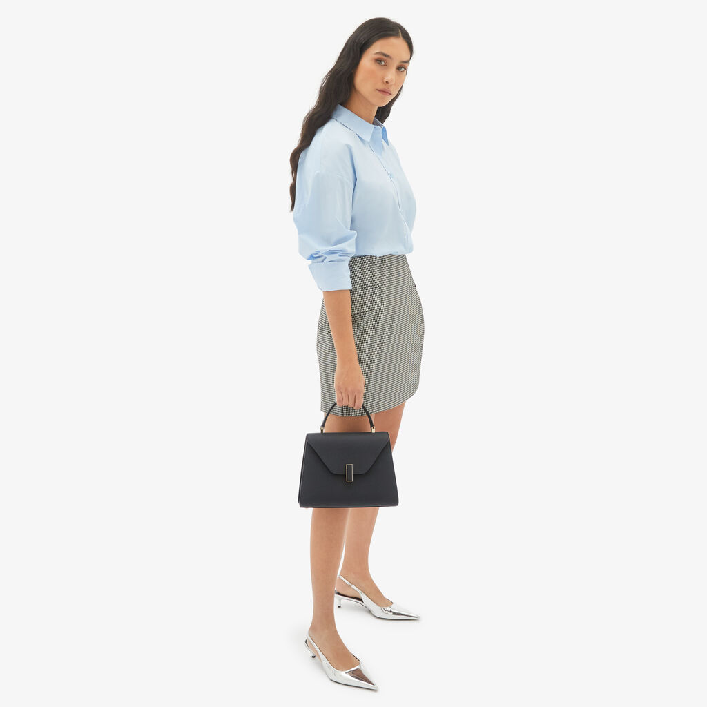 Valextra Borsa a mano Media in Pelle Blu Ottanio | Valextra Iside Pezzi Unici