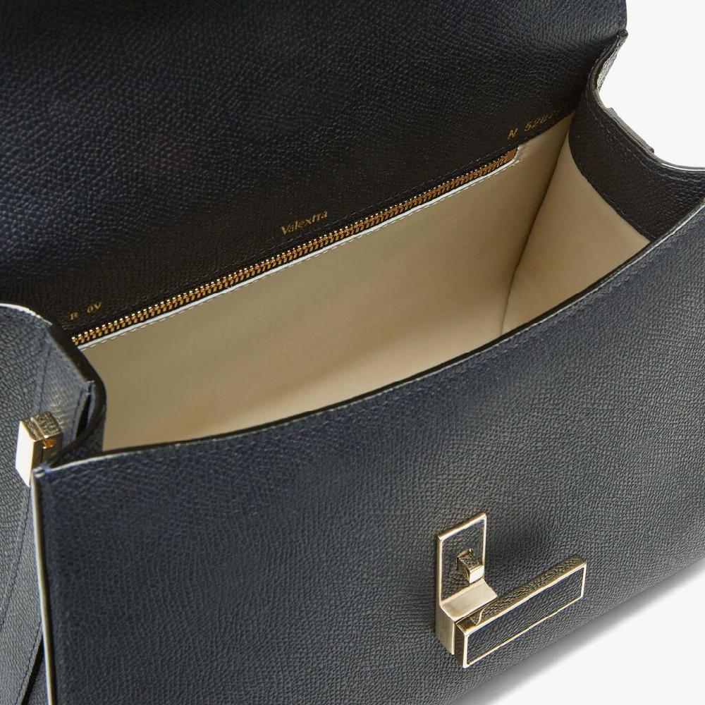Valextra Borsa a mano Media in Pelle Blu Ottanio | Valextra Iside Pezzi Unici
