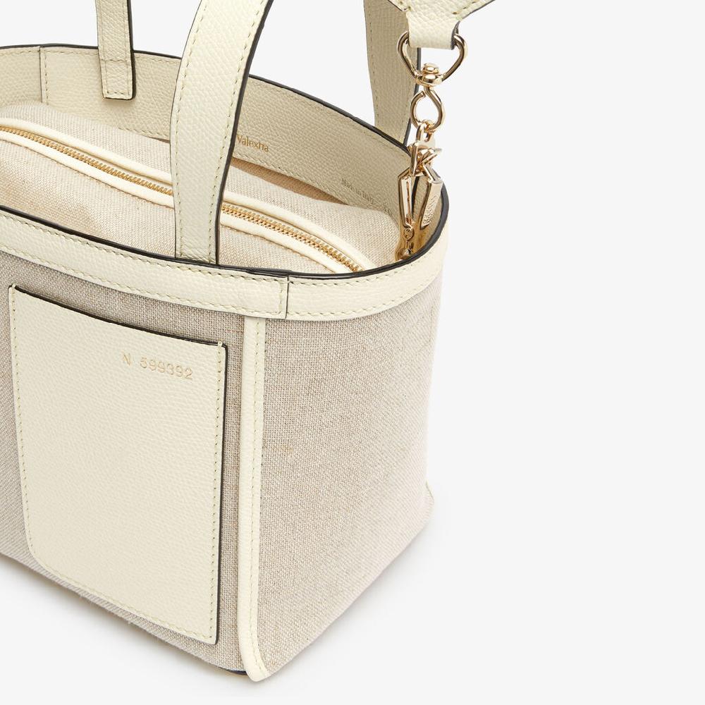 Valextra Borsa a secchiello Donna in Tela Bianca e Beige | Valextra Soft Soddisfazione Garantita
