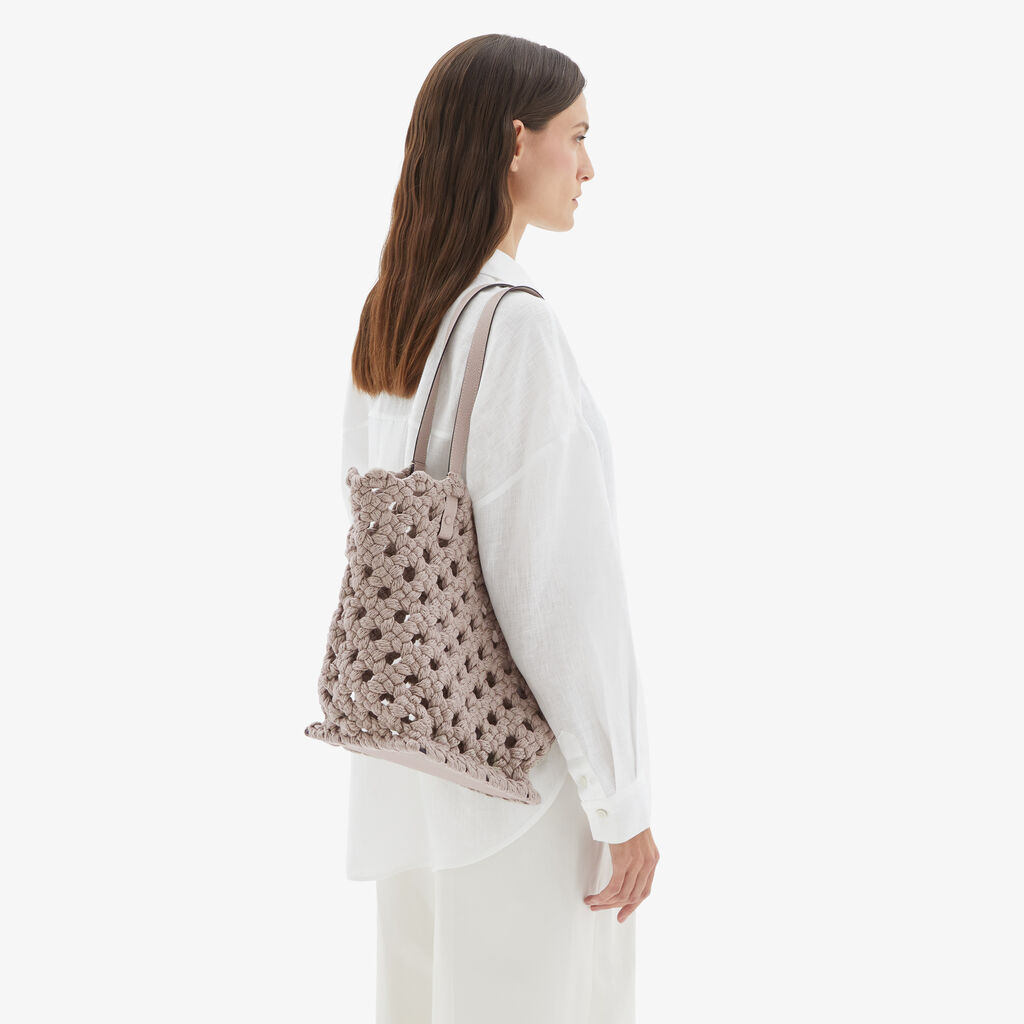 Valextra Borsa due manici da Donna in Tessuto Rosa intrecciato | Valextra Qualità Garantita