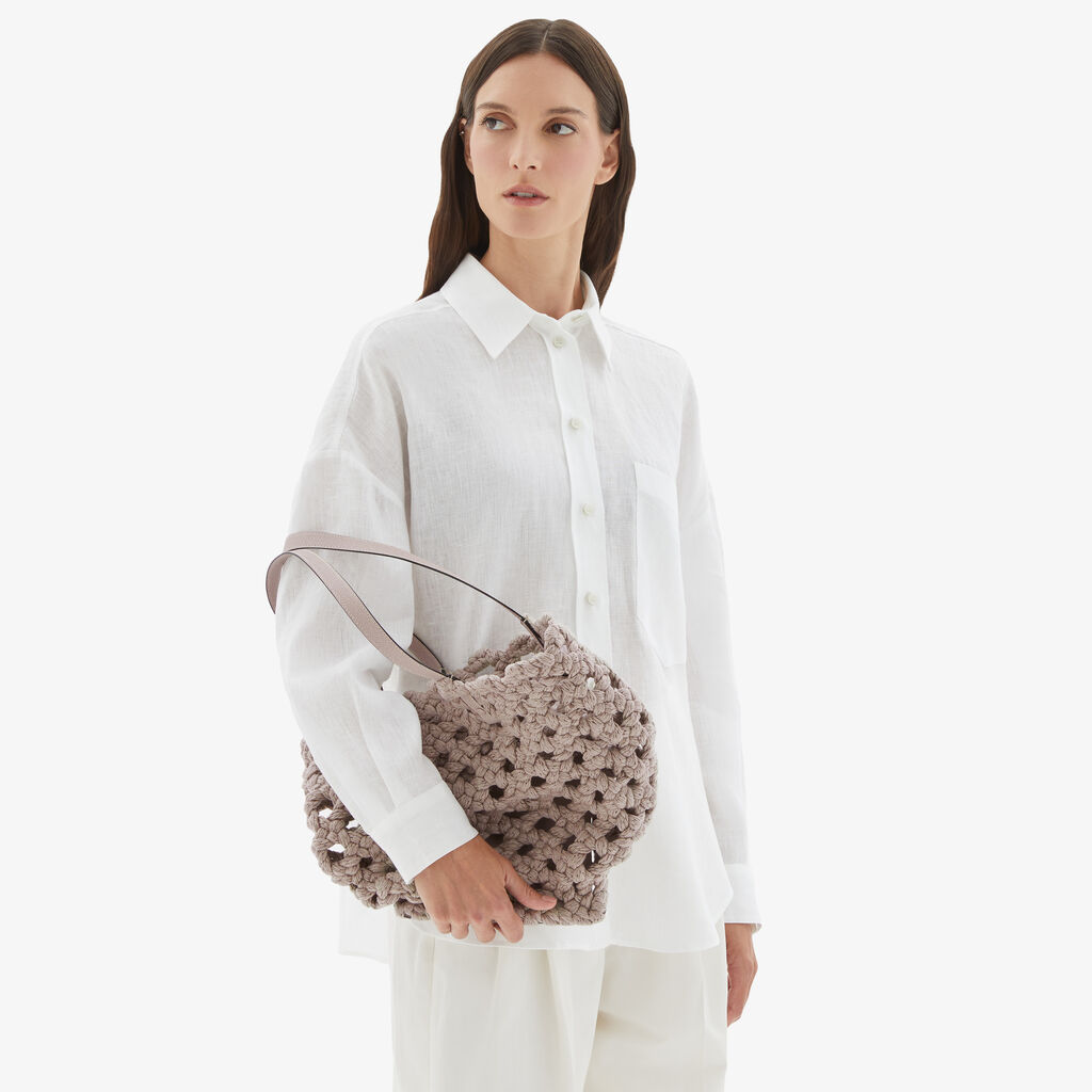 Valextra Borsa due manici da Donna in Tessuto Rosa intrecciato | Valextra Qualità Garantita