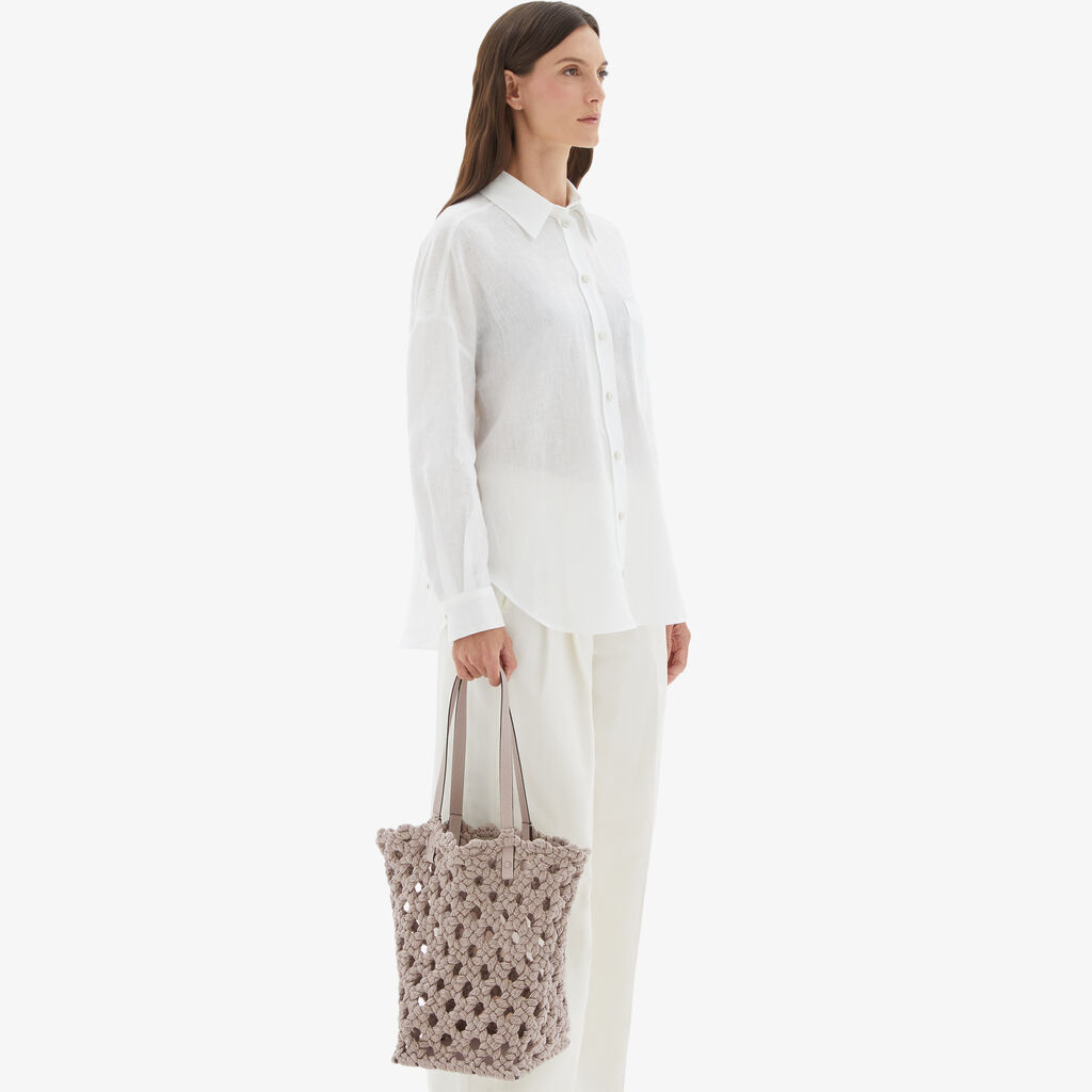 Valextra Borsa due manici da Donna in Tessuto Rosa intrecciato | Valextra Qualità Garantita