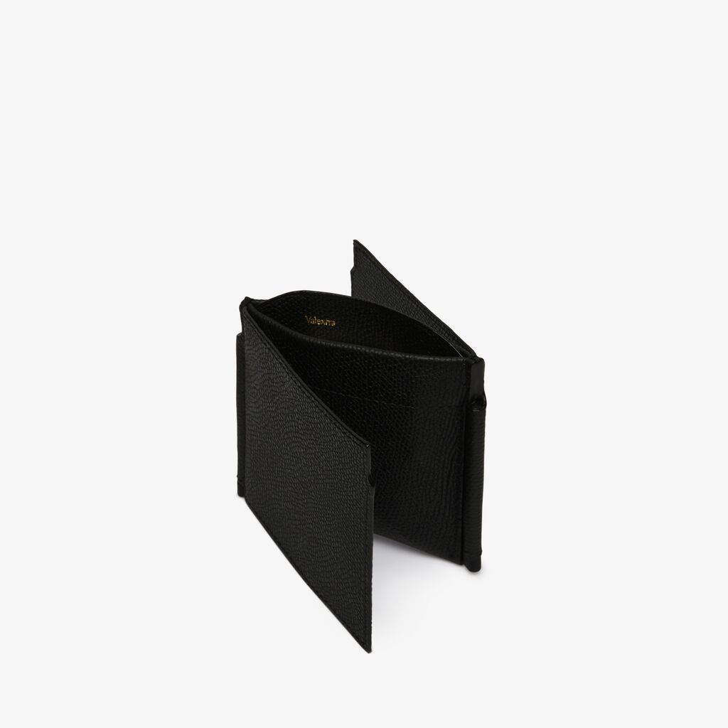 Valextra Portafoglio con fermasoldi trifold in Pelle Nera | Valextra Consegna Veloce