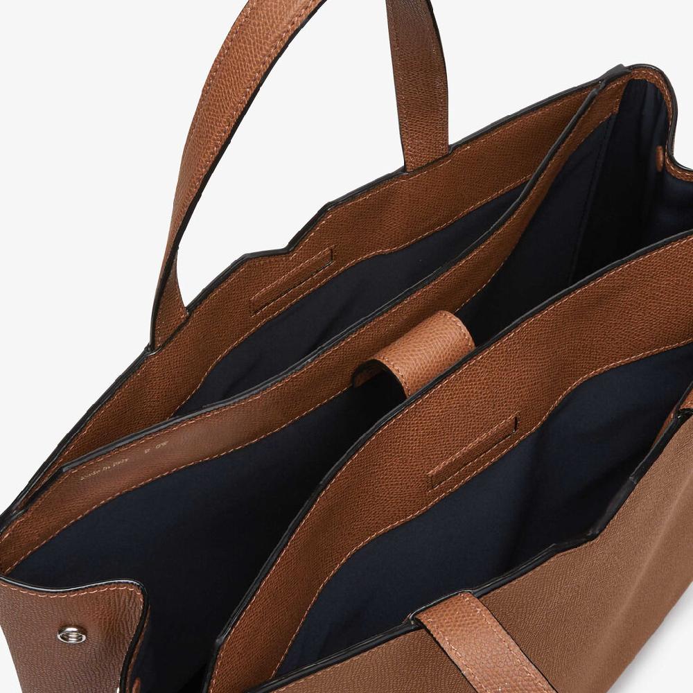 Valextra Borsa Shopping Uomo di Lusso in Pelle Marrone | Valextra V-Line Convenienza