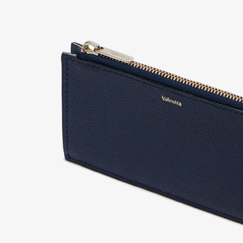 Valextra Porta carte da Uomo con zip di Lusso in Pelle Blu | Valextra Sconto