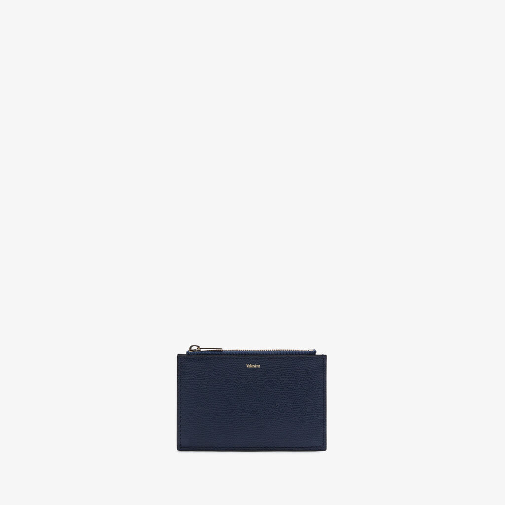 Valextra Porta carte da Uomo con zip di Lusso in Pelle Blu | Valextra Sconto
