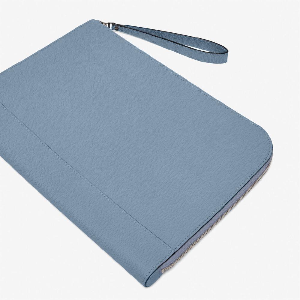 Valextra Pochette piatta portadocumenti in Pelle Azzurra | Valextra My Logo Economico