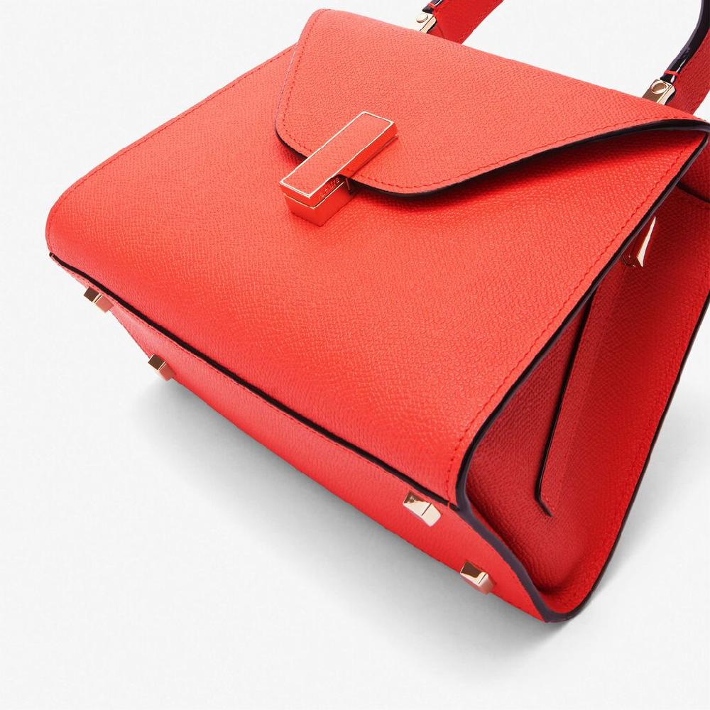 Valextra Borsa a mano Mini in Pelle Rossa Papavero | Valextra Iside Vendita Economica
