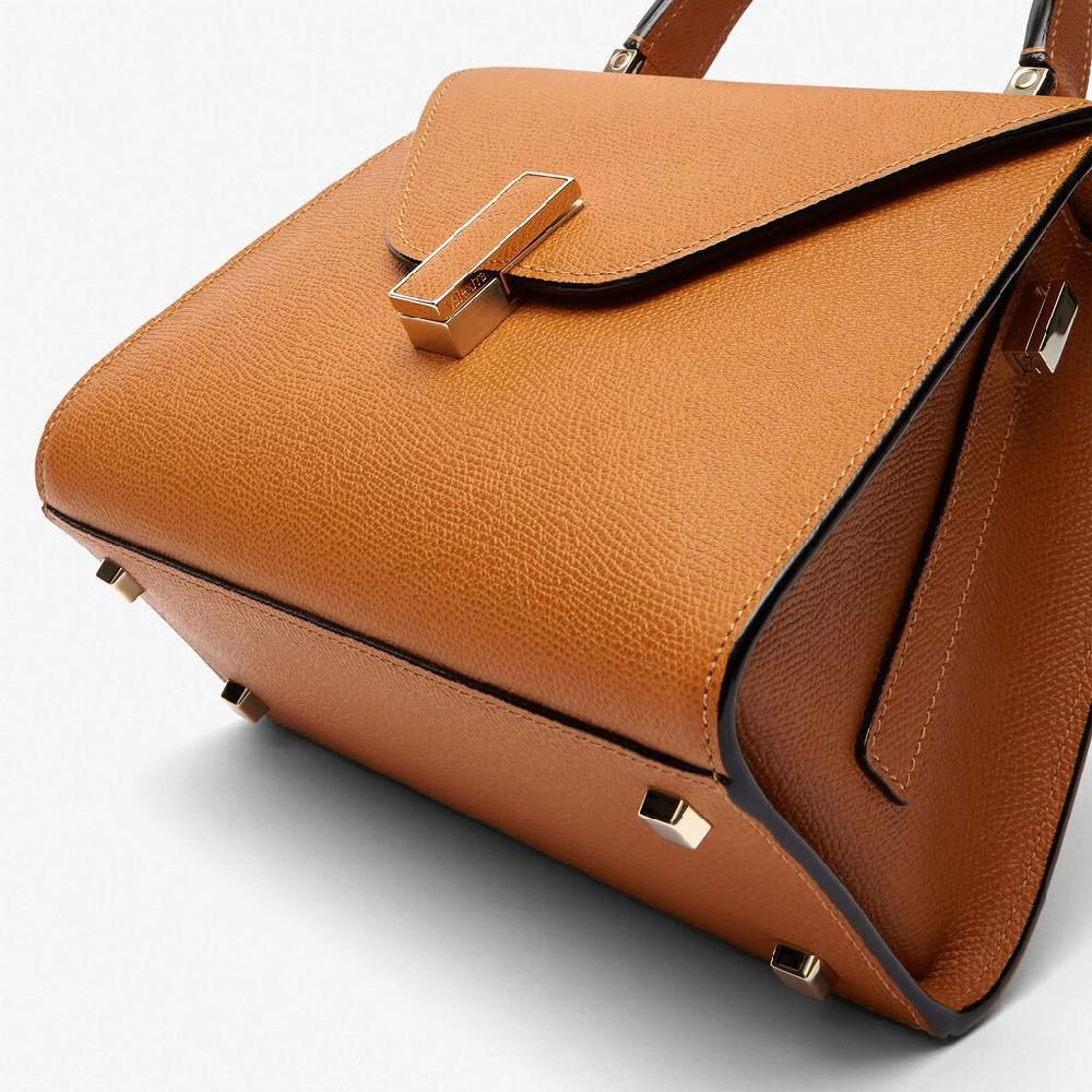 Valextra Valextra Iside: Borsa a mano Mini in Pelle Marrone Italia