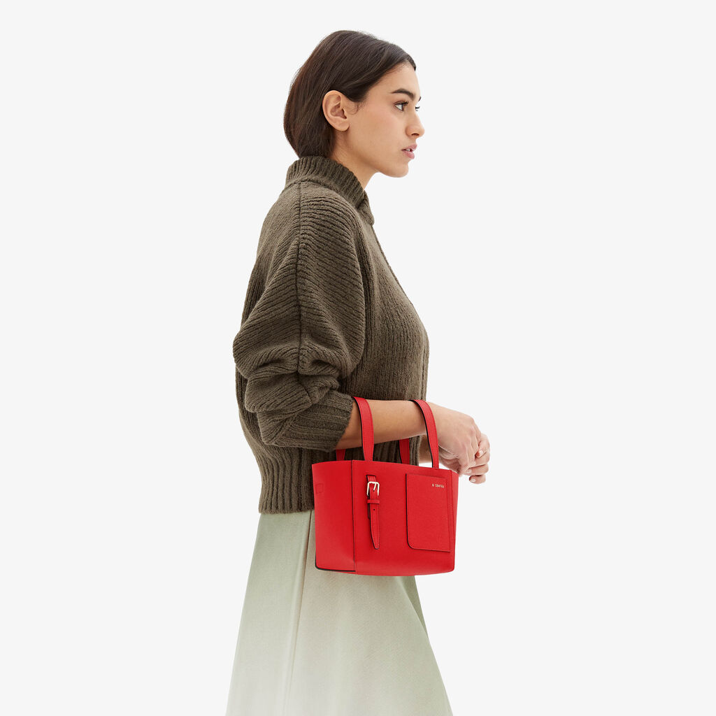 Valextra Borsa a secchiello da Donna di Lusso in Pelle Rossa | Valextra Soft Qualità