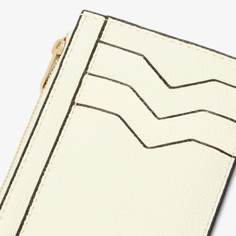 Valextra Porta carte raffinato in Pelle Bianca con zip | Valextra Pezzi Unici