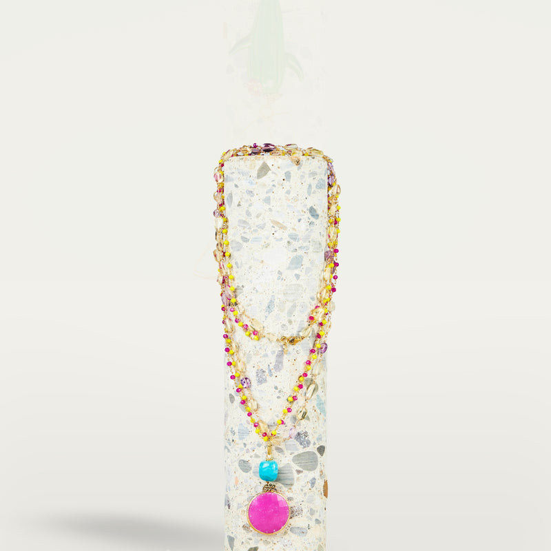 ALMALA COLLANA ROSARIO STONE | FUCSIA Moda