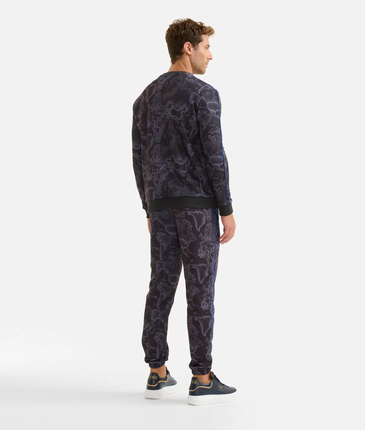 Alviero martini 1a classe Felpa girocollo stampa Geo Night Nera Promozione Limitata