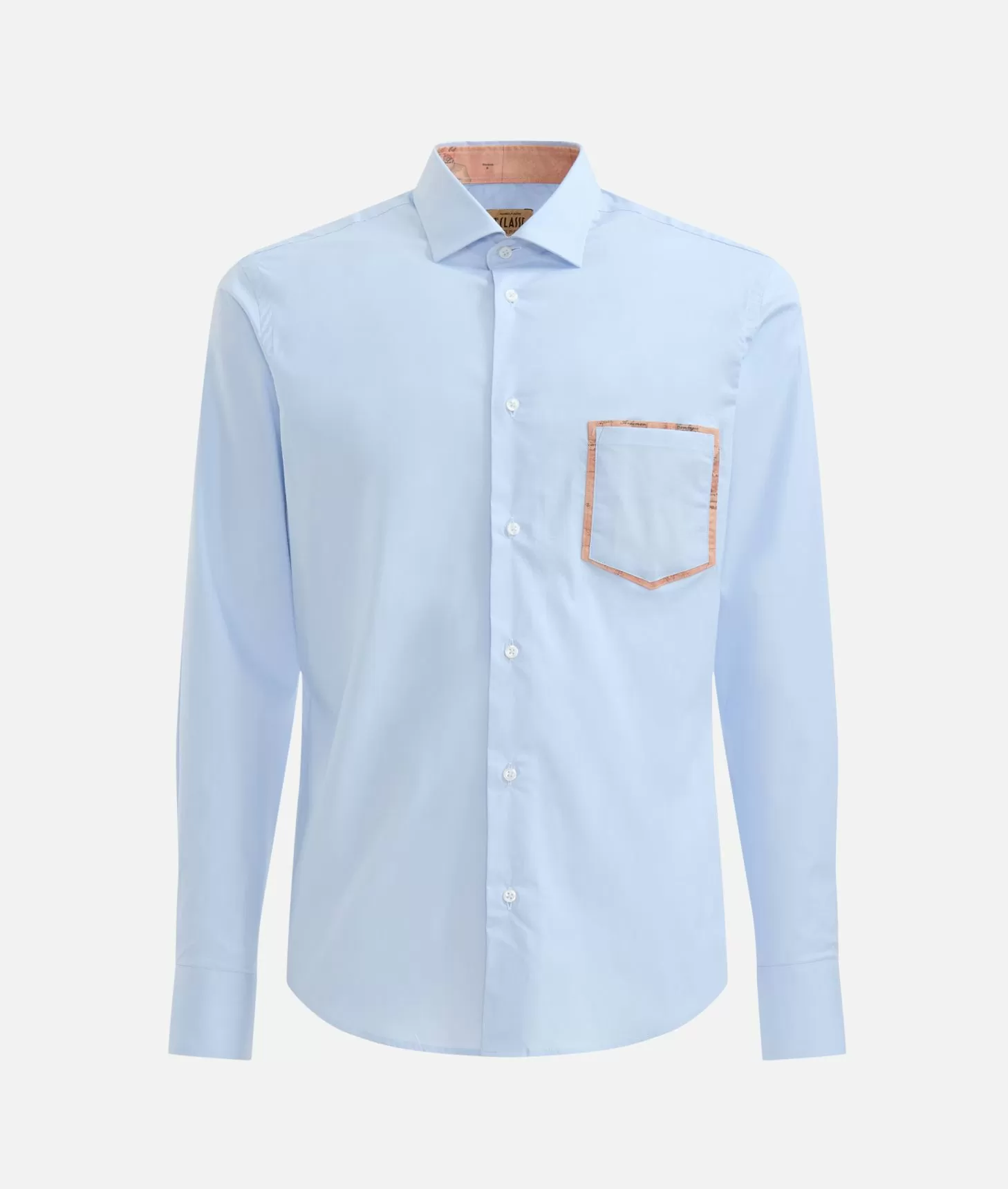 Alviero martini 1a classe Camicia slim in cotone stretch con dettaglio taschino Azzurra Affare Del Giorno