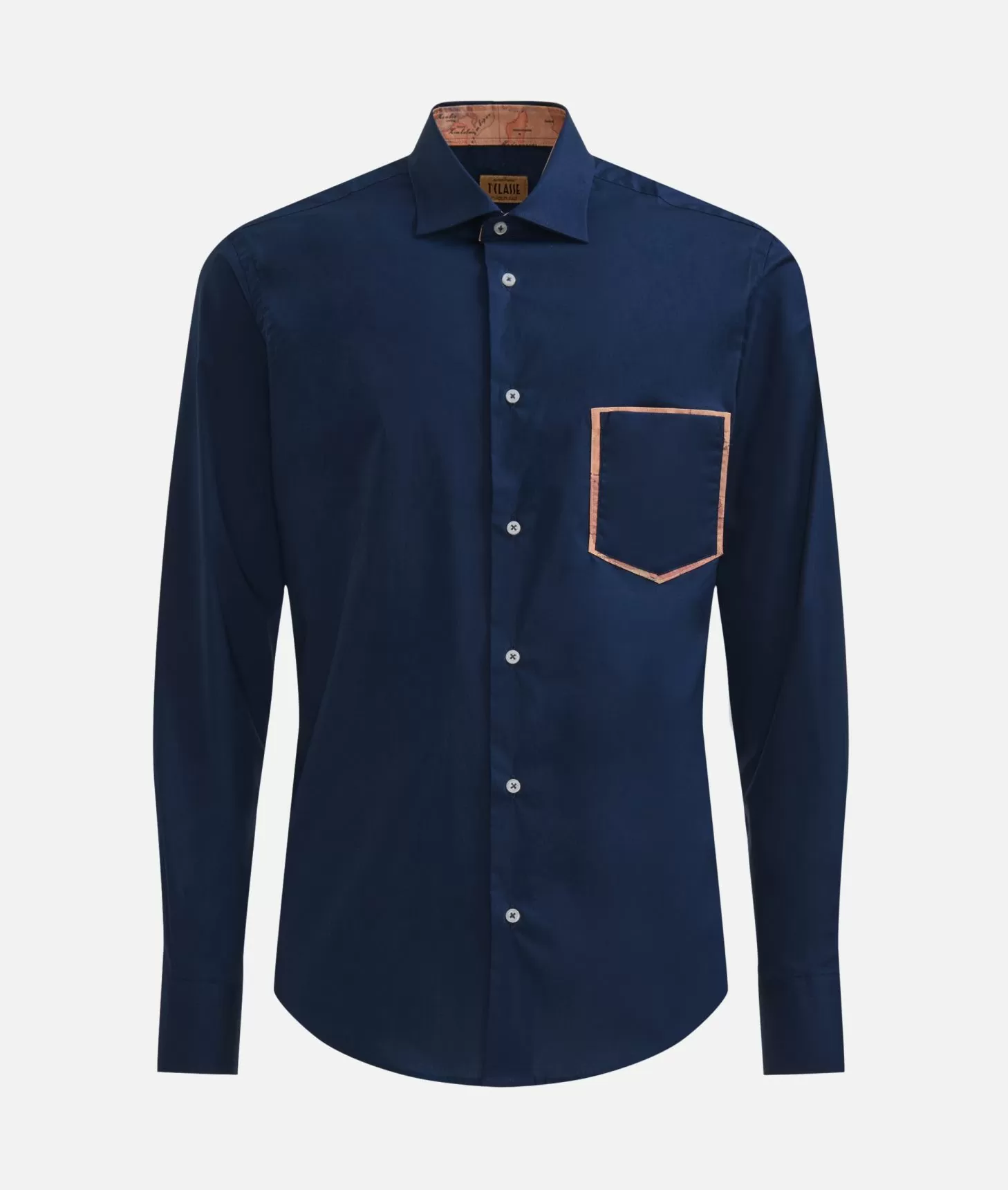 Alviero martini 1a classe Camicia slim in cotone stretch con dettaglio taschino Blu Navy Prezzo Ridotto