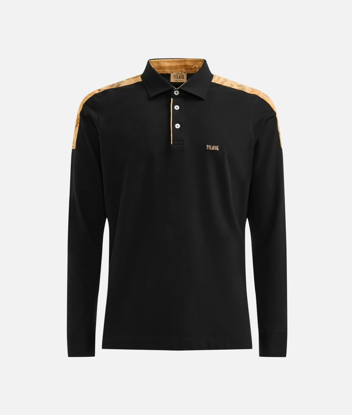 Alviero martini 1a classe Polo a maniche lunghe in cotone stretch Nera Outlet