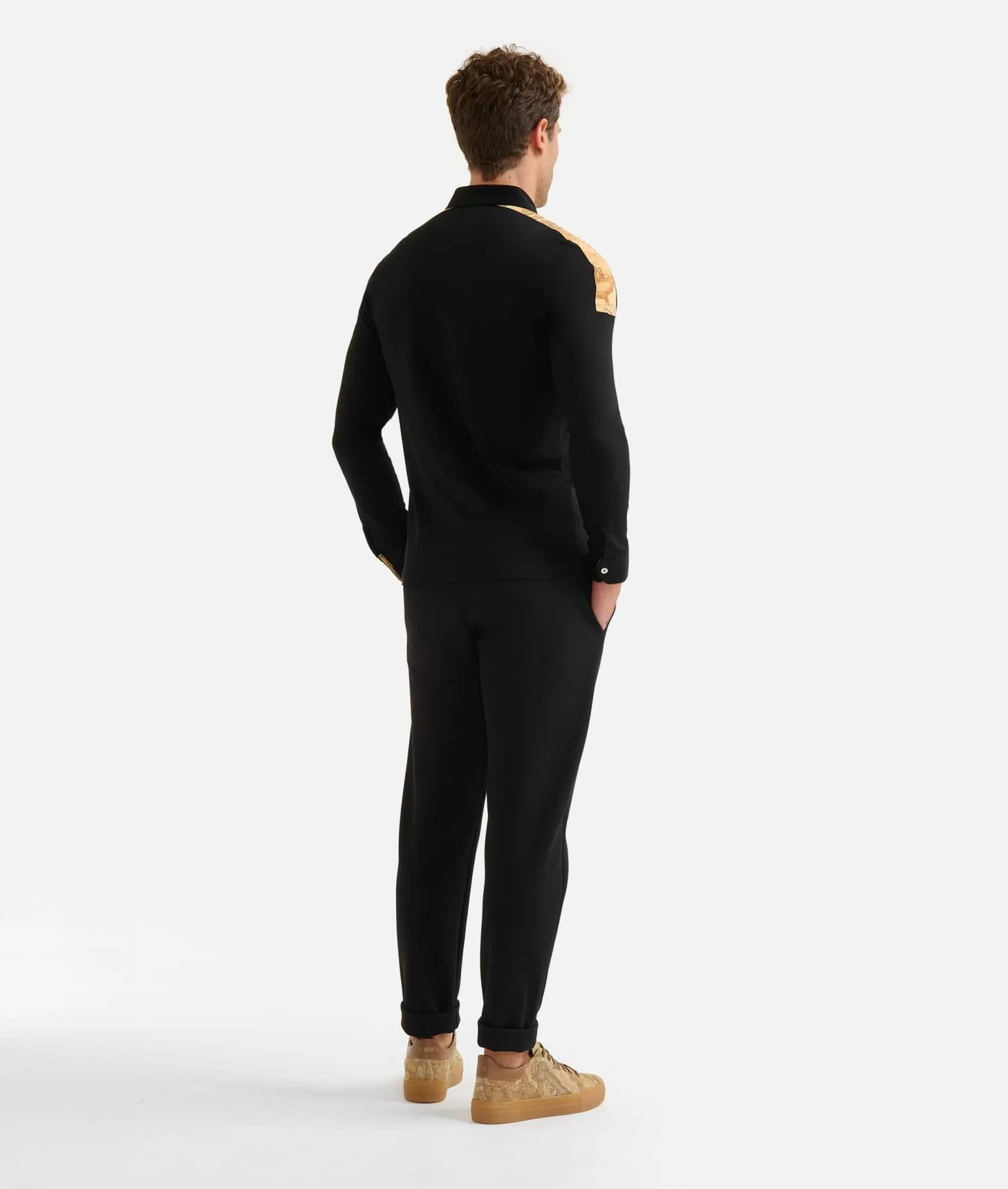 Alviero martini 1a classe Polo a maniche lunghe in cotone stretch Nera Outlet