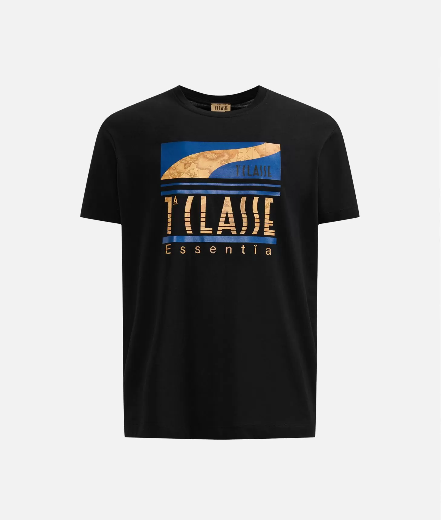 Alviero martini 1a classe T-shirt in cotone con logo 1ᴬ Classe Essentia Nera Saldi Di Fabbrica