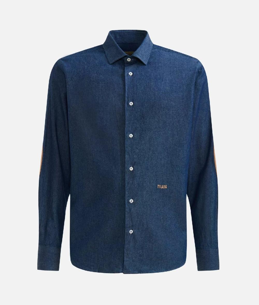 Alviero martini 1a classe Camicia slim in denim leggero con toppe Geo Classic Blu Jeans Scuro Vendite Flash