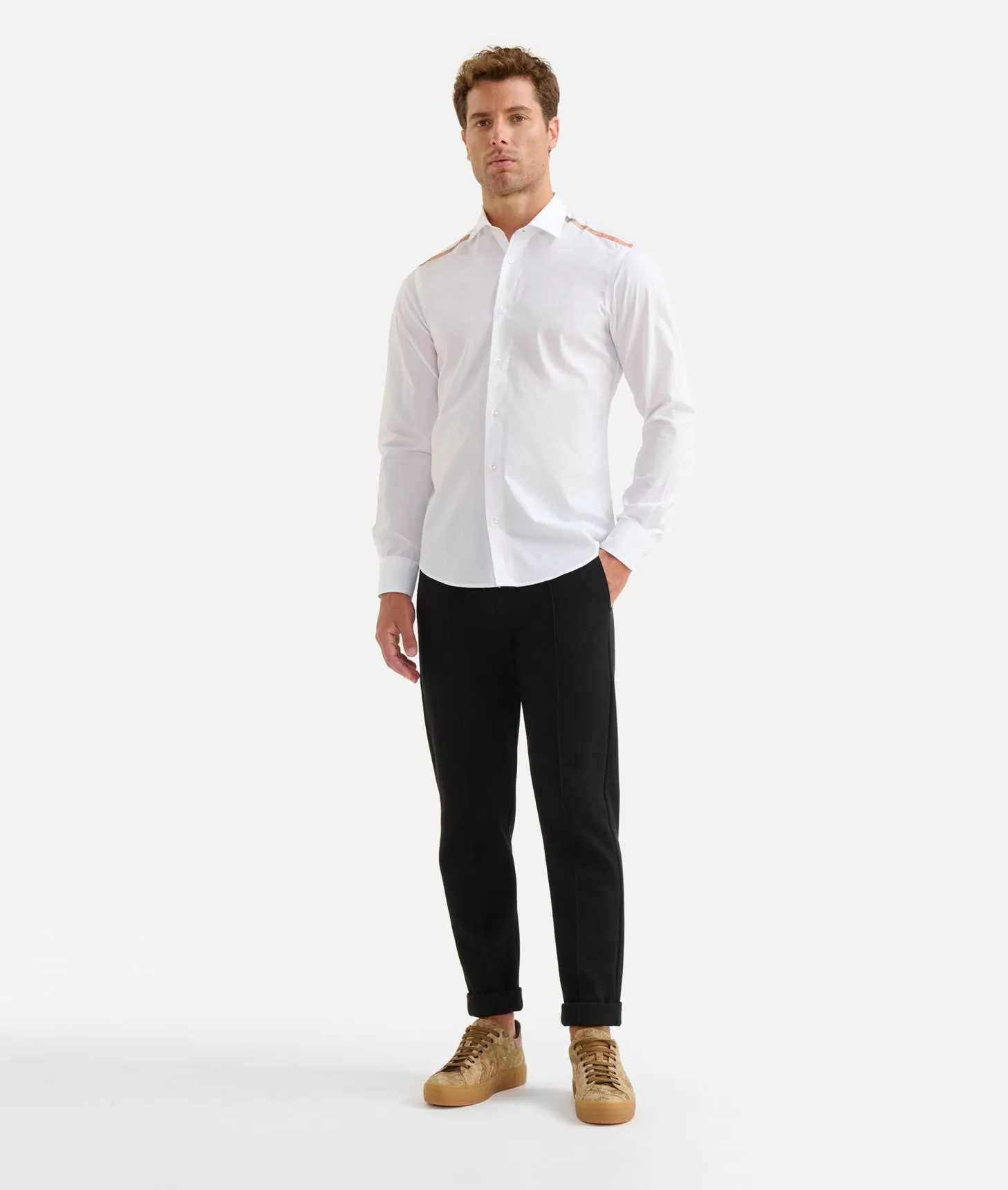 Alviero martini 1a classe Camicia slim in cotone con dettaglio spalle Bianca