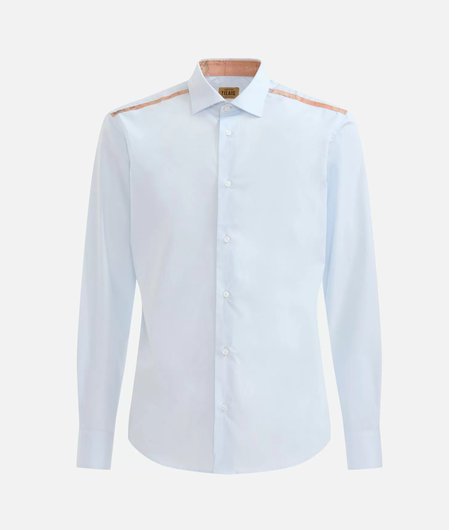 Alviero martini 1a classe Camicia slim in cotone con dettaglio spalle Azzurro Polvere In Saldo